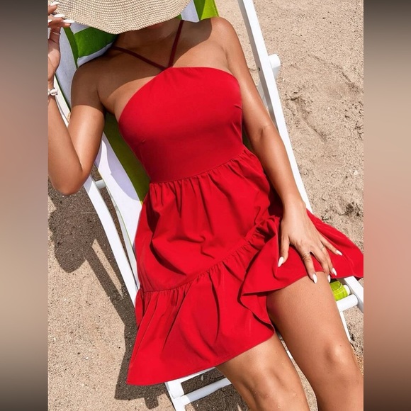 Boho lace up back ruffle hem cami dress - Picture 15 of 16